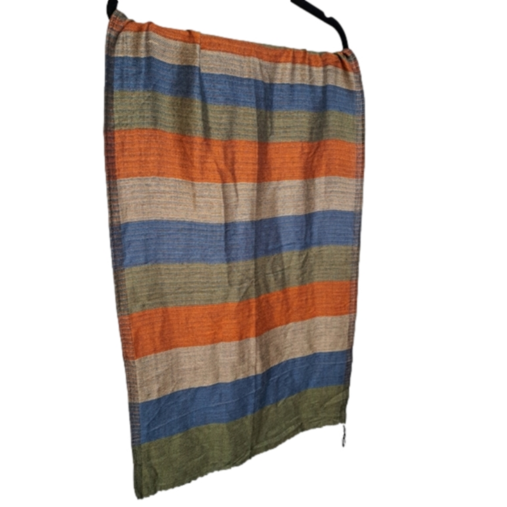 Pashmina/Scarf/Wrap • Warm Jewel-Tones • Stripes • EUC •